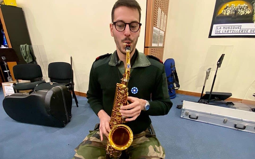 Quentin saxophoniste de la Musique de l’Artillerie de Lyon